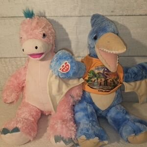Set Of 2 Build A Bear Dinosaurs Pink Stegosaurus And Blue Pterodactyl